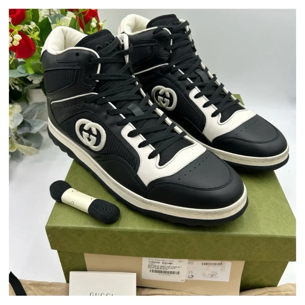 Gucci MAC - 80 high top distressed leather sneakers size 13 made in Italy
